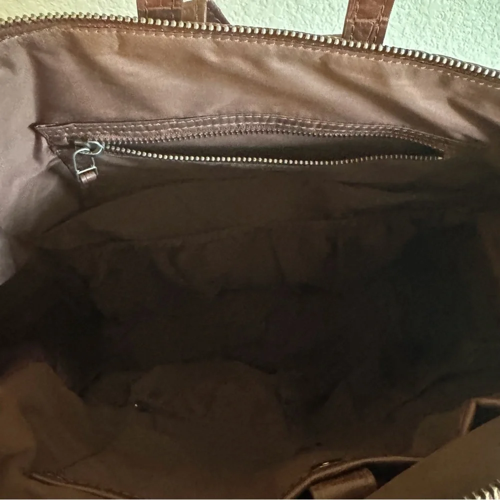 Freshly Picked Classic‎ Diaper Bag Backpack Brown Croc Embossed Vegan Leather
